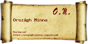 Országh Minna névjegykártya
